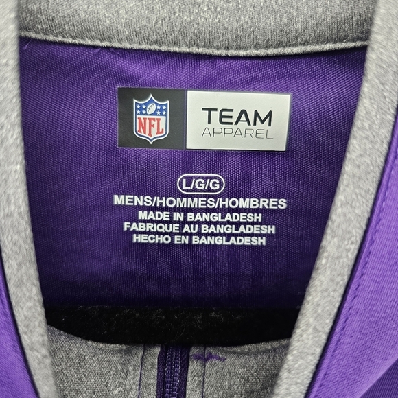 NFL MINNESOTA VIKINGS Gray Purple 1/4 Zip Lightweight Pullover Men's large - Picture 3 of 4